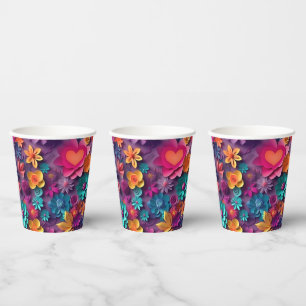 Gobelets En Papier Fleurs de printemps colorées Motif