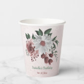 Gobelets En Papier fleurs de rose à la cannelle roses et blanches feu (Verso)