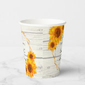 Gobelets En Papier Fleurs de soleil d'anniversaire bois rustique nom  (Droite)