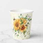 Gobelets En Papier Fleurs de soleil et abeilles (Recto)