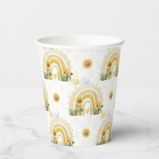 Gobelets En Papier Fleurs de soleil et arcs-en-ciel (Verso)