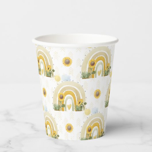 Gobelets En Papier Fleurs de soleil et arcs-en-ciel (Recto)