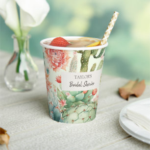 Gobelets En Papier Fleurs de succulentes et de cactus