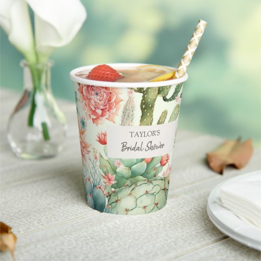 Gobelets En Papier Fleurs de succulentes et de cactus (Insitu)