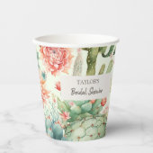 Gobelets En Papier Fleurs de succulentes et de cactus (Recto)
