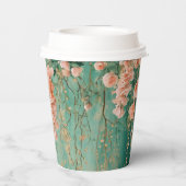 Gobelets En Papier Fleurs de teinte sarcelle romantique Mariage douch (Verso)