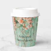 Gobelets En Papier Fleurs de teinte sarcelle romantique Mariage douch (Recto)