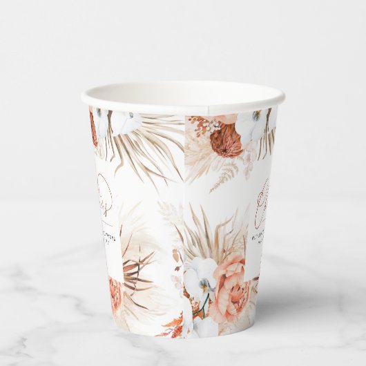 Gobelets En Papier Fleurs de terre cuite Orchidées blanches et laiton (Droite)