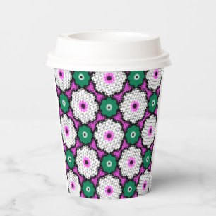Gobelets En Papier Fleurs demi-teintes colorées - rose et vert