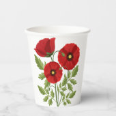 Gobelets En Papier Fleurs d'été joyeuses floraison de pavot (Recto)