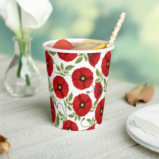 Gobelets En Papier Fleurs d'été joyeuses floraison de pavot (Insitu)