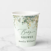 Gobelets En Papier Fleurs d'eucalyptus botaniques Or vert (Verso)