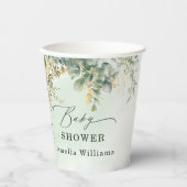 Gobelets En Papier Fleurs d'eucalyptus botaniques Or vert (Recto)