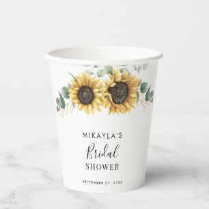 Gobelets En Papier Fleurs d'eucalyptus Tournesol Floral Fête de Maria