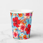 Gobelets En Papier fleurs d'hibiscus bleu tropical (Gauche)