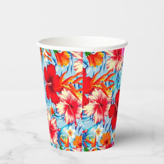 Gobelets En Papier fleurs d'hibiscus bleu tropical (Droite)