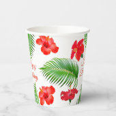 Gobelets En Papier Fleurs d'Hibiscus rouge & Palm Feuilles fête d'ann (Gauche)