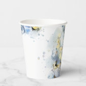 Gobelets En Papier Fleurs d'Hortensia Bleu Mariage Aquarelle (Verso)