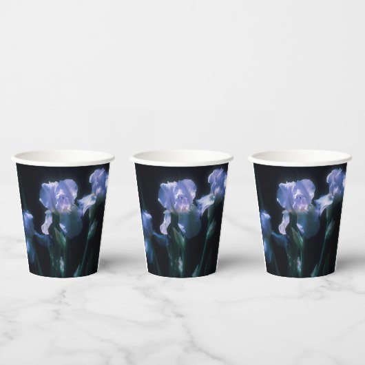 Gobelets En Papier Fleurs d'Iris au Crépuscule (Multi)