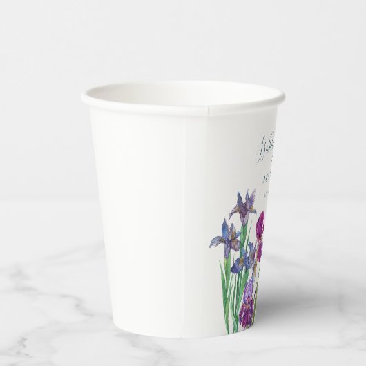 Gobelets En Papier Fleurs d'Iris fête d'anniversaire (Droite)