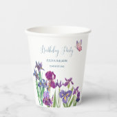 Gobelets En Papier Fleurs d'Iris fête d'anniversaire (Recto)