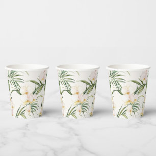 Gobelets En Papier Fleurs d'Orchidées Blanches Tropicales pour Baby S