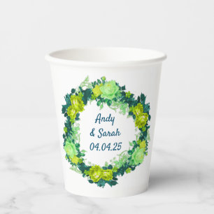 Gobelets En Papier Fleurs enchantées : Bleu de fleurs exquises