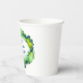 Gobelets En Papier Fleurs Enchantées : Couronne Florale Exquise Bleue (Gauche)