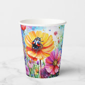 Gobelets En Papier Fleurs et coccinelles (Verso)