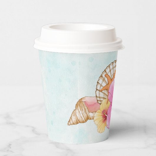 Gobelets En Papier Fleurs et coquilles tropicales | Sirène (Droite)