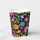 Gobelets En Papier Fleurs folkloriques Wycinanki noir (Recto)