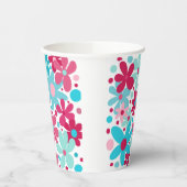 Gobelets En Papier Fleurs funky bleu et rose (Gauche)