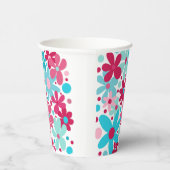 Gobelets En Papier Fleurs funky bleu et rose (Droite)