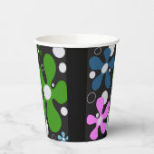 Gobelets En Papier Fleurs funky en vert, rose & bleu (Gauche)