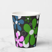 Gobelets En Papier Fleurs funky en vert, rose & bleu (Recto)