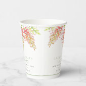 Gobelets En Papier Fleurs Grevillea aquarelle mariage vert blanc (Droite)