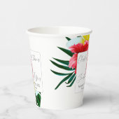 Gobelets En Papier Fleurs hawaïennes tropicales sur blanc élégant (Gauche)