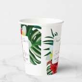 Gobelets En Papier Fleurs hawaïennes tropicales sur blanc élégant (Droite)