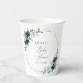 Gobelets En Papier Fleurs marines, Fleurs bleues, Verdure, Baby showe (Verso)