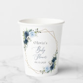 Gobelets En Papier Fleurs marines, Fleurs bleues, Verdure, Baby showe (Recto)