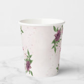 Gobelets En Papier fleurs mauves bordeaux verdure  (Gauche)