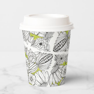 Gobelets En Papier Fleurs Modernes pour Réception et Dîner en Doodle