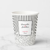 Gobelets En Papier Fleurs noires et blanches avec bandes (Verso)