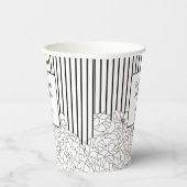 Gobelets En Papier Fleurs noires et blanches avec bandes (Droite)