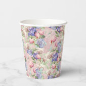 Gobelets En Papier Fleurs pastel aquarelle rose (Verso)