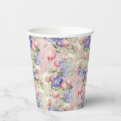 Gobelets En Papier Fleurs pastel aquarelle rose (Gauche)