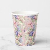 Gobelets En Papier Fleurs pastel aquarelle rose (Droite)