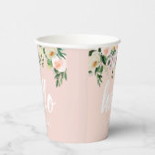 Gobelets En Papier Fleurs Pastel Rose Moderne Bonjour Et Vous Nom (Droite)