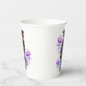 Gobelets En Papier Fleurs pourpres de Chouette Brown (Droite)