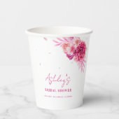 Gobelets En Papier Fleurs & Prosecco Rose Floral Fête de Mariage (Recto)